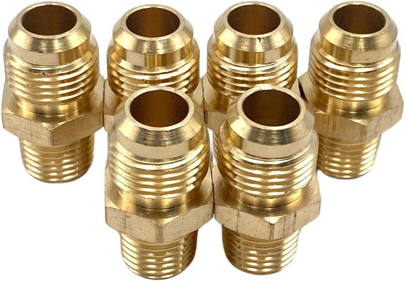 Bumugufu 6 Pcs 3/8 Inch Flare x 1/4 Inch Male NPT Tube Fittings,3/8" Flare to 1/4" NPT Brass Half-Union Gas Adapter for Propane,Refrigeration, Instrumentation and Hydraulic Systems - Image 1